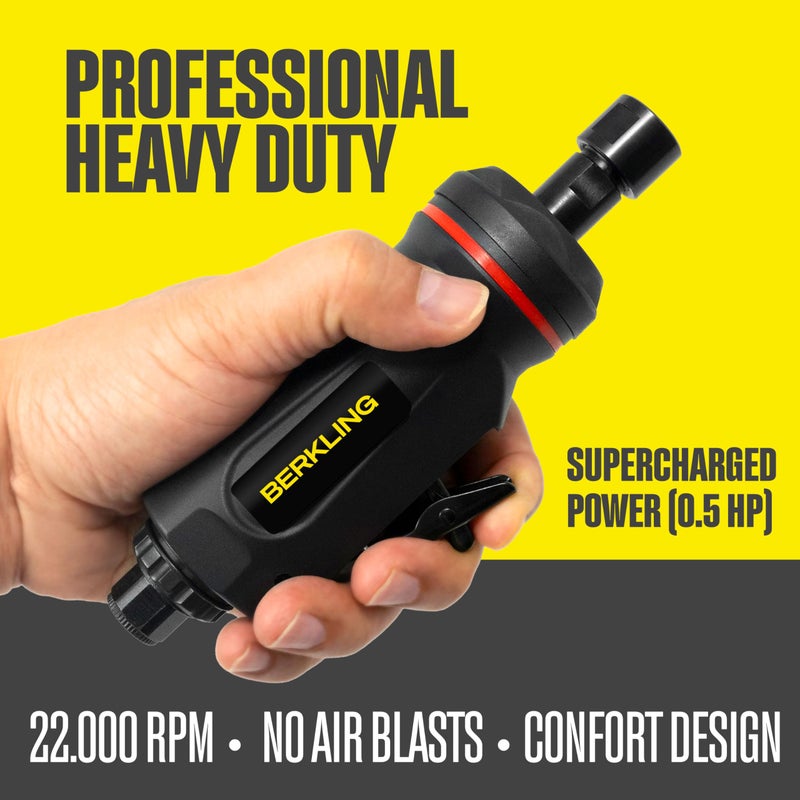 Berkling Tools 1/4" Air Die Grinder Professional Grade Heavy Duty with Variable Speed Control (Straight, Standard) - Image 2